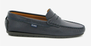 Atlanta Mocassin Blue Navy Grainy Penny Leather Loafer
