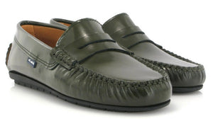 Altanta Mocassin Green Glace Leather Penny Loafer