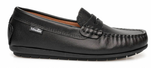 Venettini Reese Black Leather Mocassin Loafer