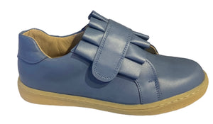 Shawn & Jeffery Jean Blue Leather Velcro Designed Sneakers