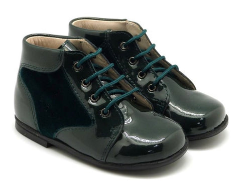 Beberlis Green Patent Velvet Design Baby Bootie