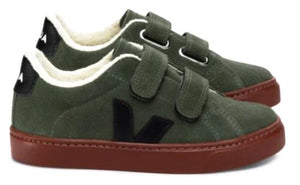 Veja Green Mud Black Suede Velcro Sneakers