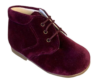 Shawn & Jeffery Baby Burgundy Burdeoes Velvet Leather Booties