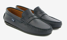 Atlanta Mocassin Blue Navy Grainy Penny Leather Loafer