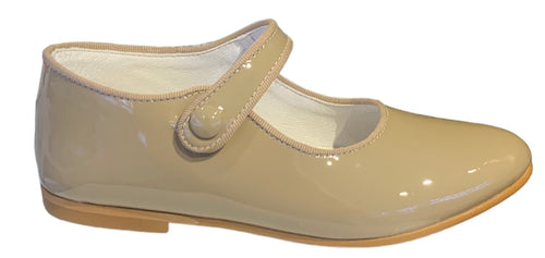 Shawn & Jeffery Camel Patent Leather Girls Button Mary Jane