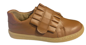 Shawn & Jeffery Tan Roble Leather Velcro Designed Sneakers