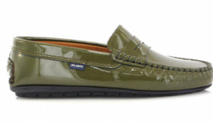 Atlanta Mocassin Green Kaki Patent Leather Loafer