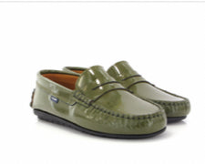 Atlanta Mocassin Green Kaki Patent Leather Loafer