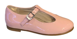 Beberlis Girls Rosa Pink Patent Leather T-Strap