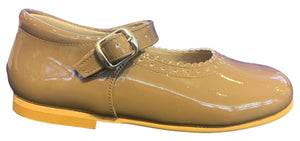 Shawn & Jeffery Vision Taupe Camel Patent Leather Girls European Mary Jane