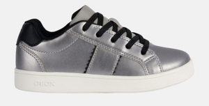 Geox Eclyper Silver Black Leather Sneakers