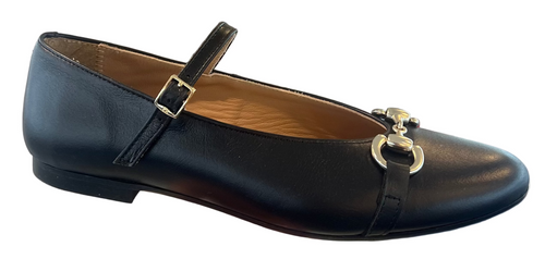 Papanatas Eli Black Leather Buckle Mary Jane Shoes