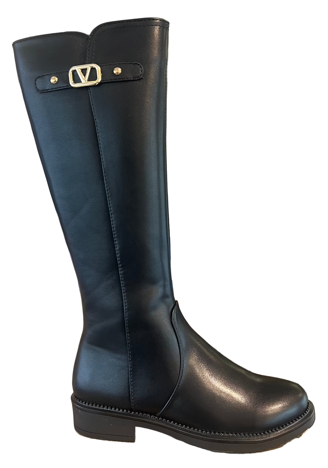 Venettini Black Pewter Leather High Boots