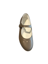 Shawn & Jeffery Girls Taupe Leather Heart Mary Jane