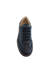 Porte Black Gum Leather Brown Hex Sole Elastic Lace Sneaker