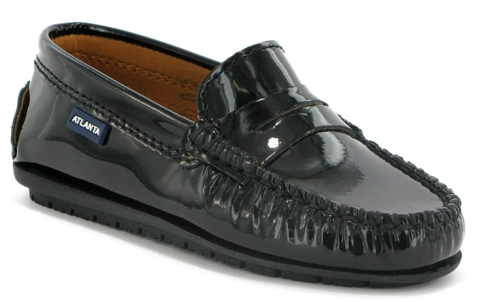 Altanta Mocassin Black Patent Leather Penny Loafer