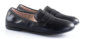 Beberlis Elastic Back Slip On Black Leather Loafers