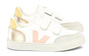 Veja White Multico Platino Girls Velcro Sneakers