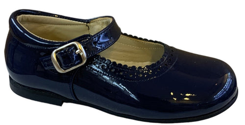 Shawn & Jeffery Navy Patent Leather Girls European Buckle Mary Jane