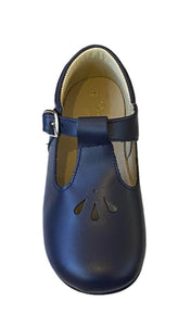 Shawn & Jeffrey Navy Blue Leather T Strap Shoe