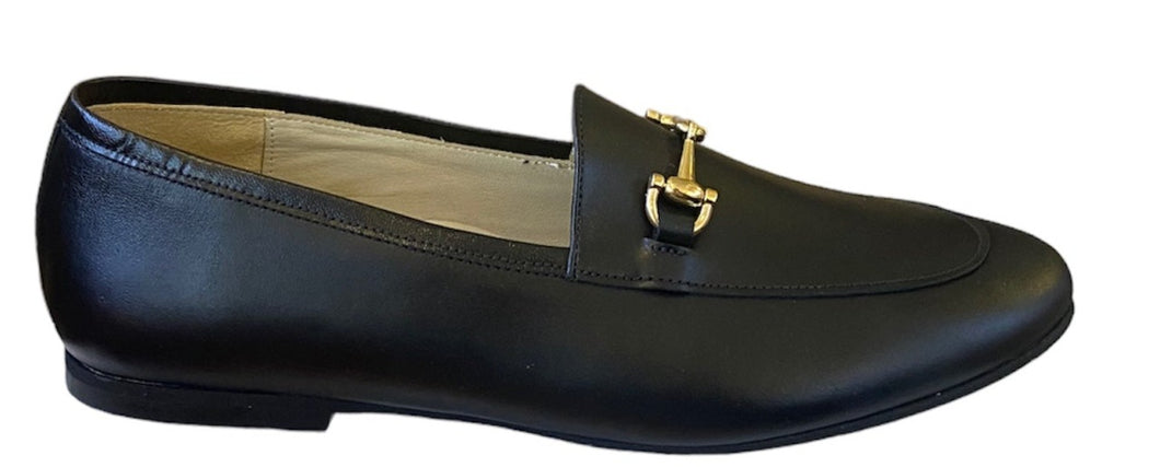 Shawn & Jeffery Black Leather Buckle Slip On Shoe