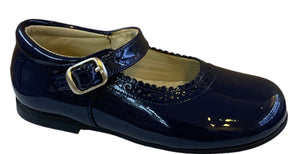 Shawn & Jeffery Navy Patent Leather Girls European Buckle Mary Jane