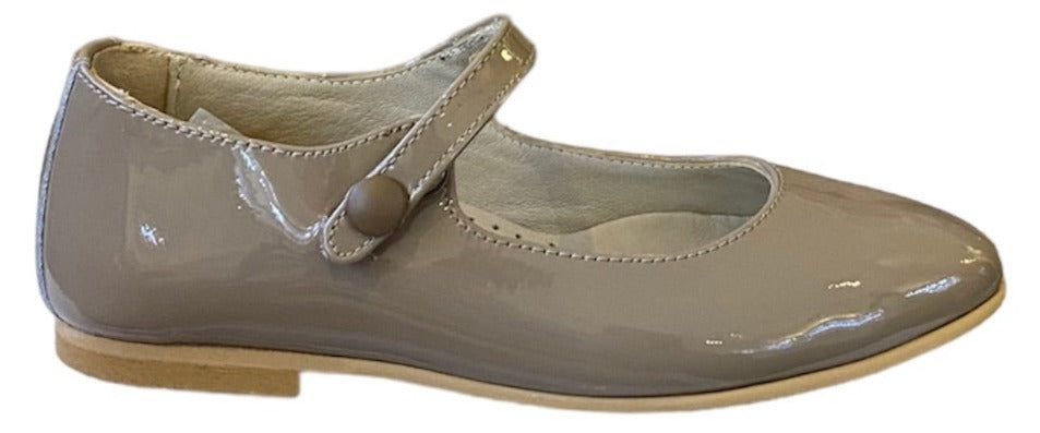 Shawn & Jeffery Taupe Patent Leather Girls Button Mary Jane