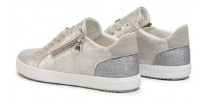 Geox Blomiee Silver Glitter Side Zipper Sneakers