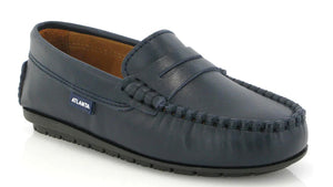 Atlanta moccasin Navy Blue Smooth Leather Penny Loafer