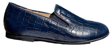 Shawn & Jeffery Navy Croc Leather Slip On Smoking Shoe