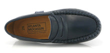 Atlanta Mocassin Navy Blue Smooth Leather Penny Loafer