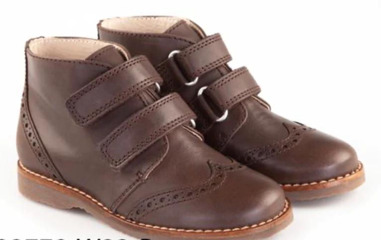 Beberlis Marron Leather Double Velcro Booties