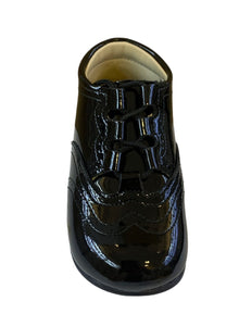 Shawn & Jeffery Black Patent Leather Classic Booties
