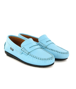 Atlanta Mocassin Blue Turquoise Smooth Penny Loafer