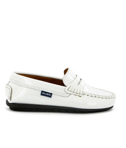 Atlanta Mocassin White Patent Leather Penny Loafer