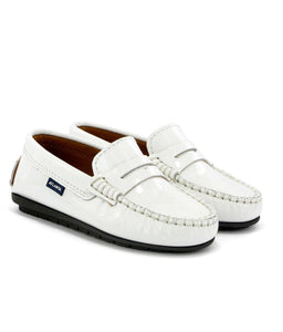 Atlanta Mocassin White Patent Leather Penny Loafer