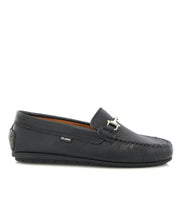 Atlanta Mocassin Black Grainy Buckle Loafer