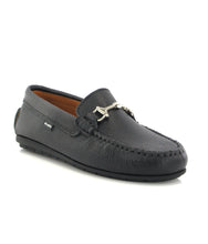 Atlanta Mocassin Black Grainy Buckle Loafer