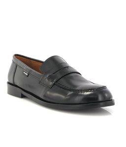 Atlanta Jack Chunky Black Glace Tractor Slip On Loafers