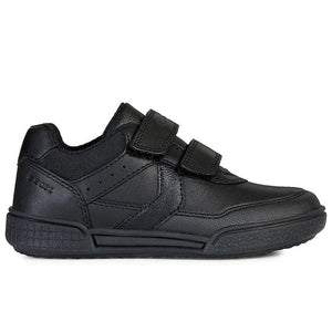Geox Arzach Black Leather Velcro Sneakers