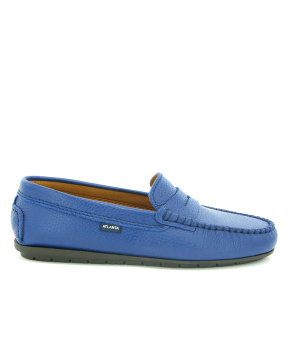Atlanta Mocassin Blue Submarine Grainy Leather Moccasin Penny Loafer TSW Shoes