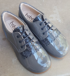 Beberlis Patent Grey Oxford Tassle Dress Shoes