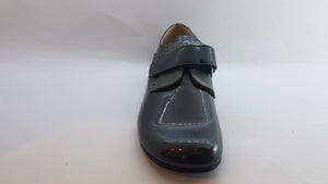 Beberlis Patent Grey Velcro Design Dress Shoes