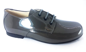 Shawn & Jeffery Grey Patent Leather Narrow Cut Dress Shoe