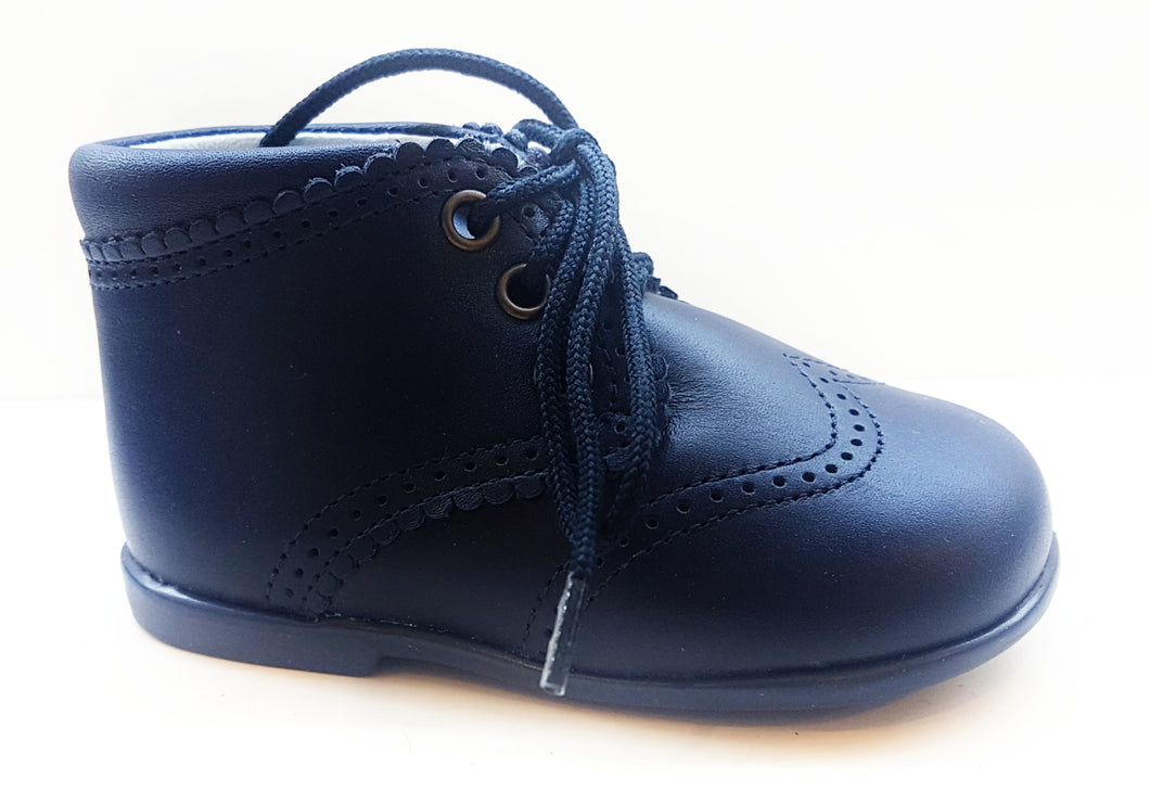 Shawn & Jeffery Navy Blue Leather Baby Bootie