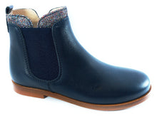 Beberlis Navy Cathay Leather Glitter Booties