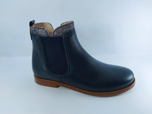 Beberlis Navy Cathay Leather Glitter Booties