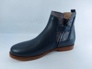 Beberlis Navy Cathay Leather Glitter Booties