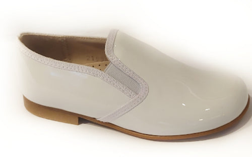 Beberlis White Patent Leather Slip On Smoking Shoe