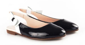Beberlis Black and White Patent Sling Back Dressy Shoes